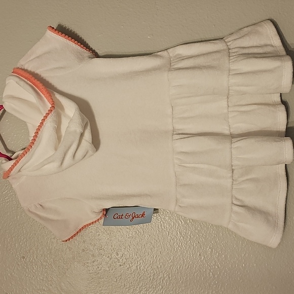 Cat & Jack Girl Toddler Hooded Towel Terry Zip Up Swim Cover Up - Picture 3 of 6